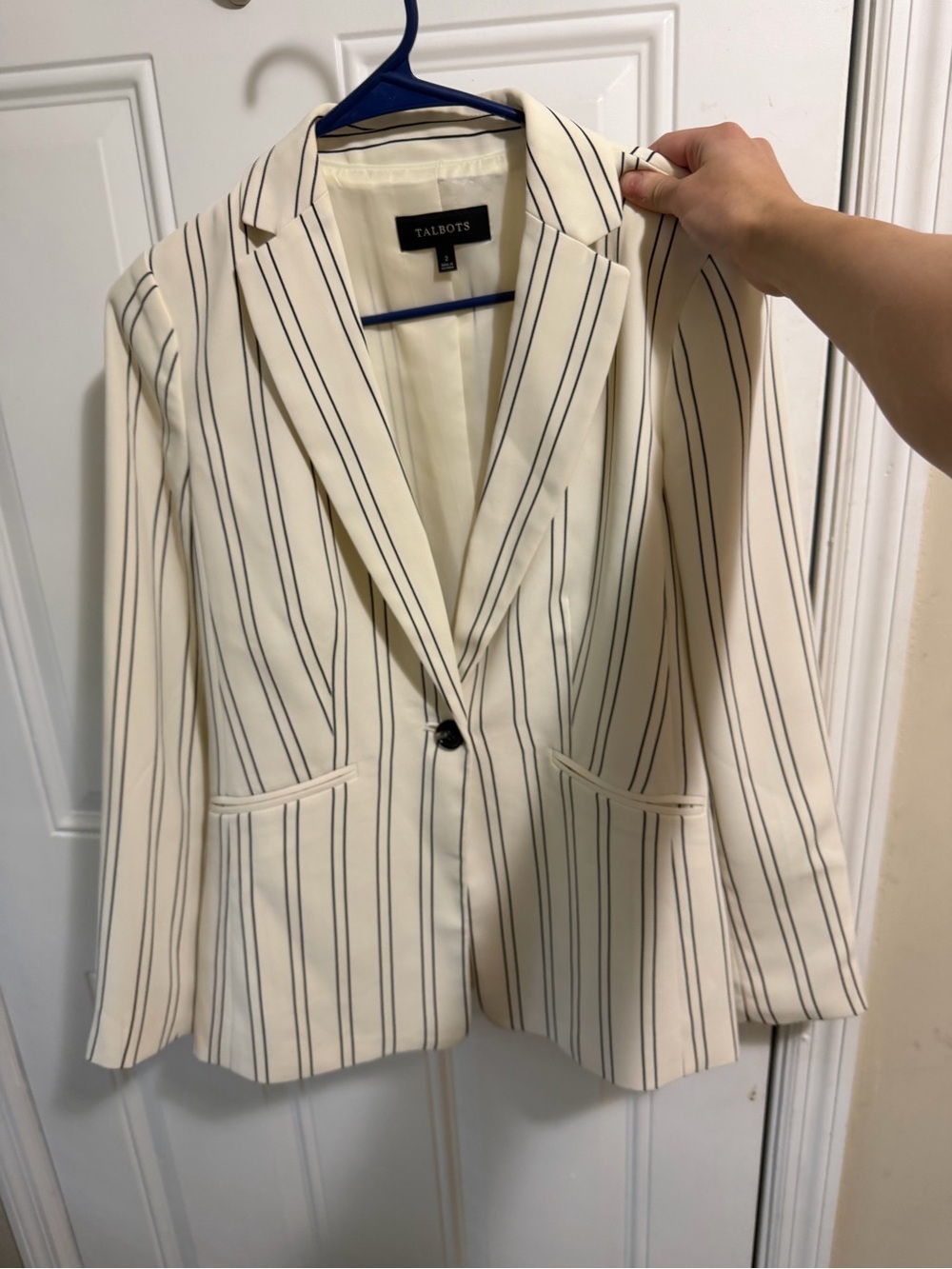 Talbots Cream Blazer with Pinstripes